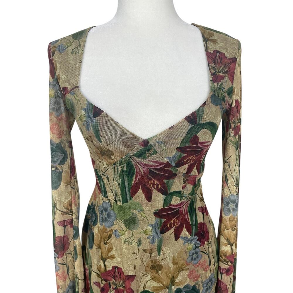 Pretty Little Thing Floral Mesh Mini Shift Dress Neutral Sz 4 Whimsy Fairy Y2K - Picture 2 of 12